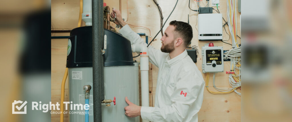 A technician is inspecting a residential water heater in winter.